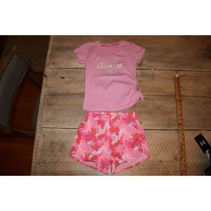 RBX 2-Piece Activewear Set Girls Size 5/6 Pink Camo Shorts Shine Bright NWOT